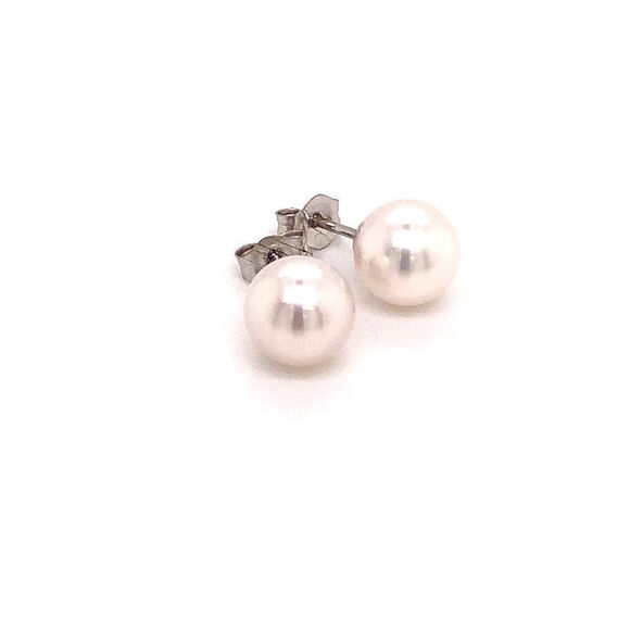 Akoya Pearl Stud Earrings 14k White Gold 6.95 mm Certified $599 015867 - Picture 5 of 12